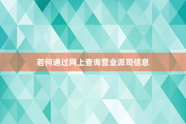 若何通过网上查询营业派司信息